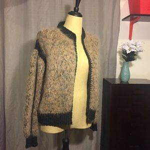 Fuzzy Knit Zip Up Sweater